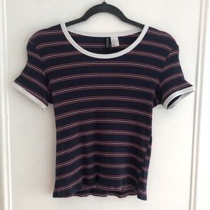 H&M Divided Striped Cropped Tee